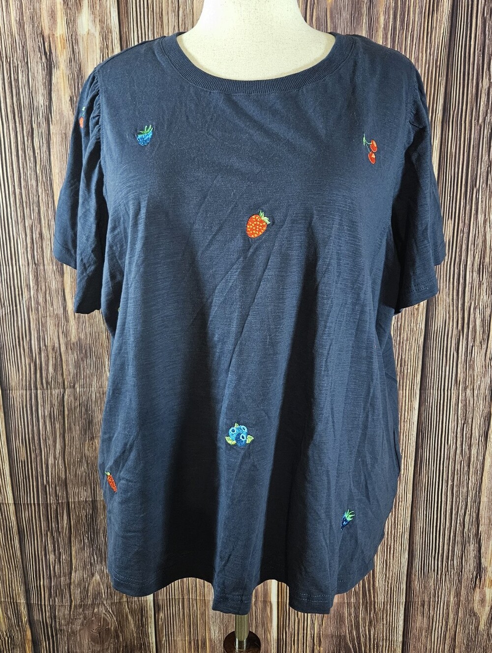 NWT Jane & Delancey Embroidered Knit Flutter Sleeve Tee Plus Size 3X